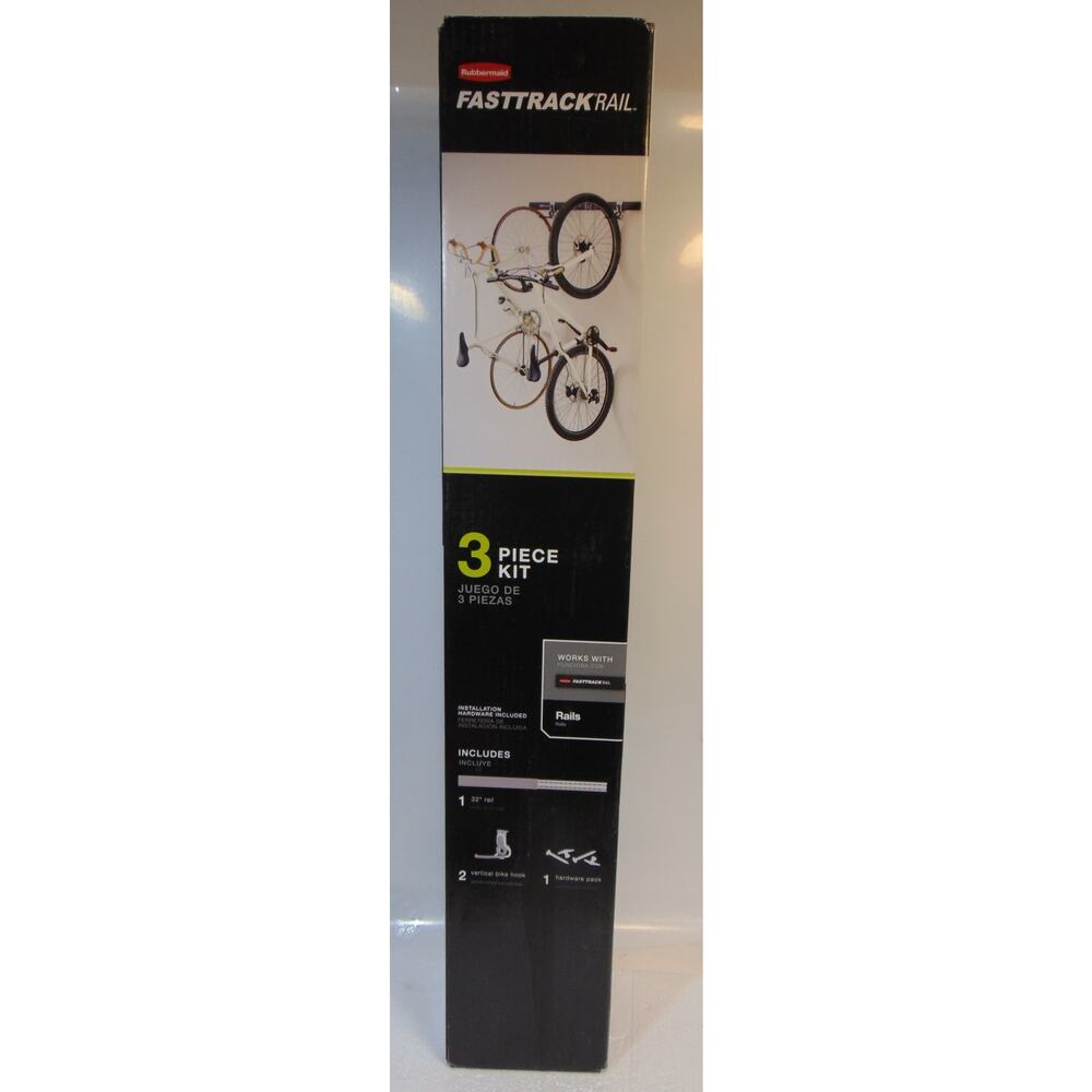 Rubbermaid FastTrack Garage Storage Bike Storage Kit 3 Piece All in One Rail 32"
